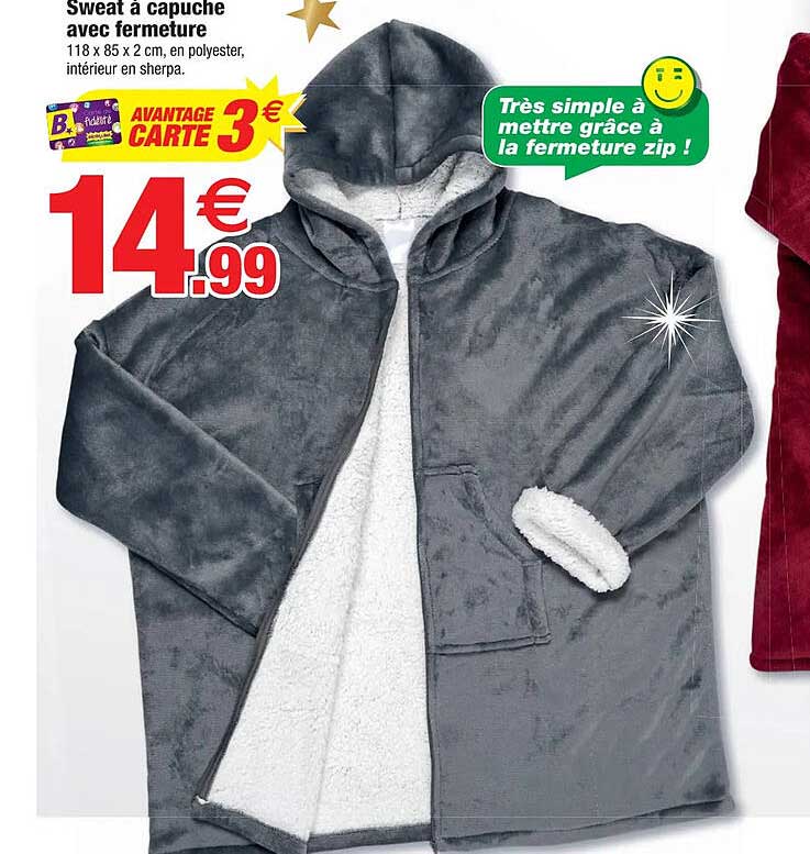 Veste à capuche et fermeture éclair en polar - Blanc/licorne - ENFANT