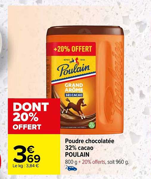 Boîte « Grand Arôme » de poudre chocolatée 450g (32 % cacao)