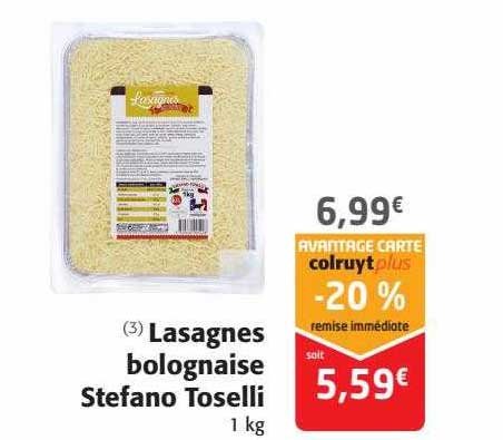 Offre Lasagnes Bolognaise Stefano Toselli chez Colruyt