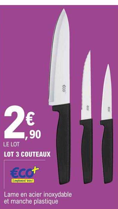 E.Leclerc Lot 3 Couteaux Eco+