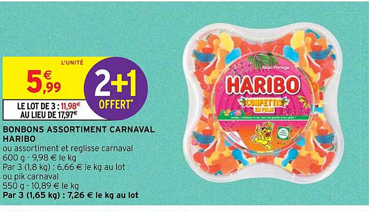 Promo Bonbons Assortiment Carnaval Haribo chez Intermarché - iCatalogue.fr