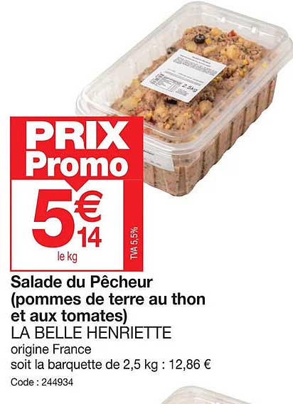 Promo Salade Du Pêcheur Pommes De Terre Au Thon Et Aux Tomates La Belle ...