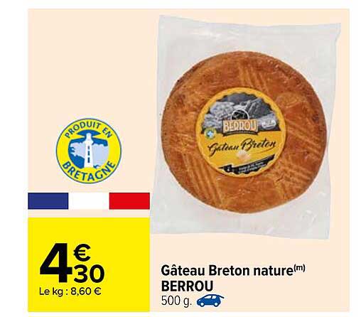 Offre Gateau Breton Nature Berrou Chez Carrefour