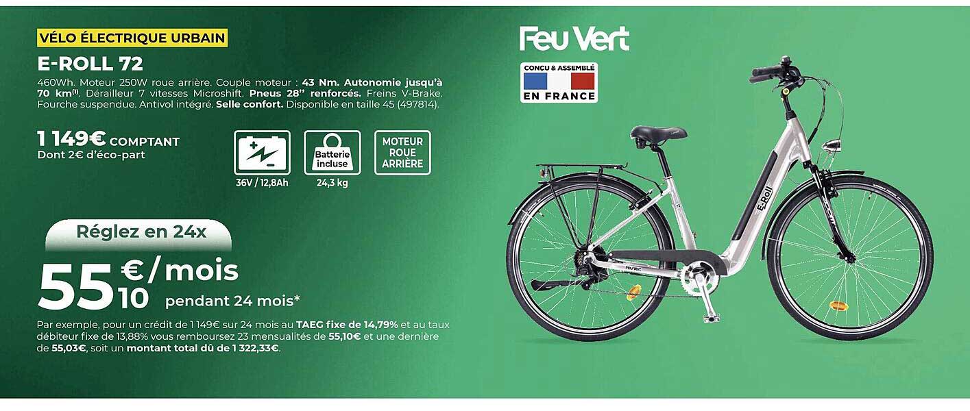 Feu Vert Vélo électrique Urbain E-roll 72