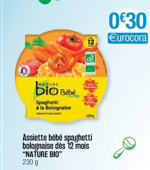 Offre Assiette Bebe Spaghetti Bolognaise Des 12 Mois Nature Bio Chez Cora