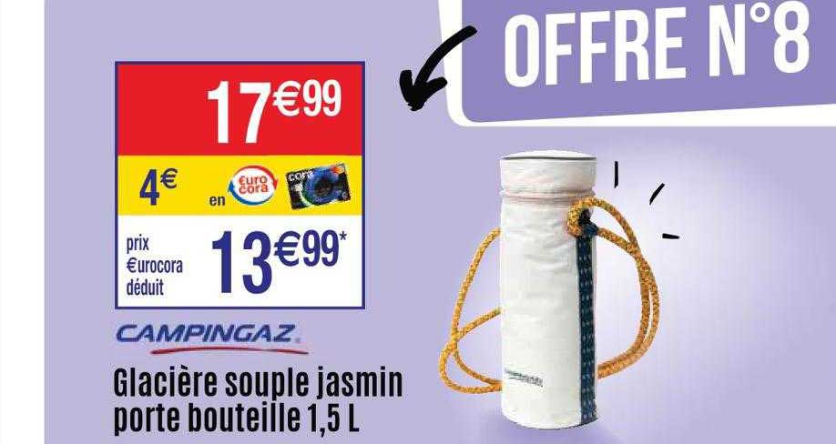 Cora Glacière Souple Jasmin Porte Bouteille 1,5 L Campingaz