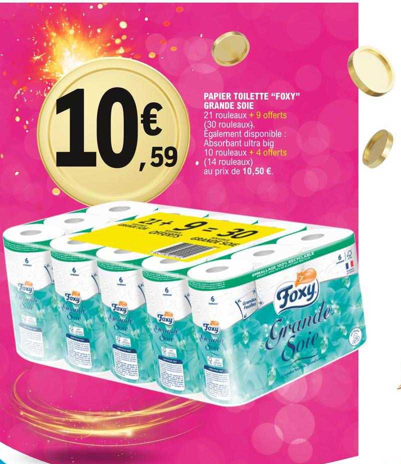 Promo Foxy Papier Toilette Soie 48+24 Rouleaux Offerts chez Auchan