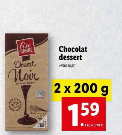 Promo Chocolat Dessert Fin Carré chez Lidl - iCatalogue.fr