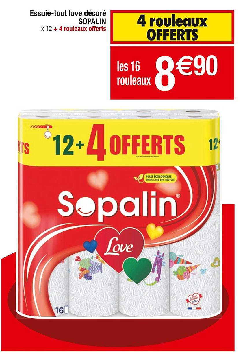 SOPALIN Essuie tout ultra absorbant 6+2 offerts 8 rouleaux pas cher 