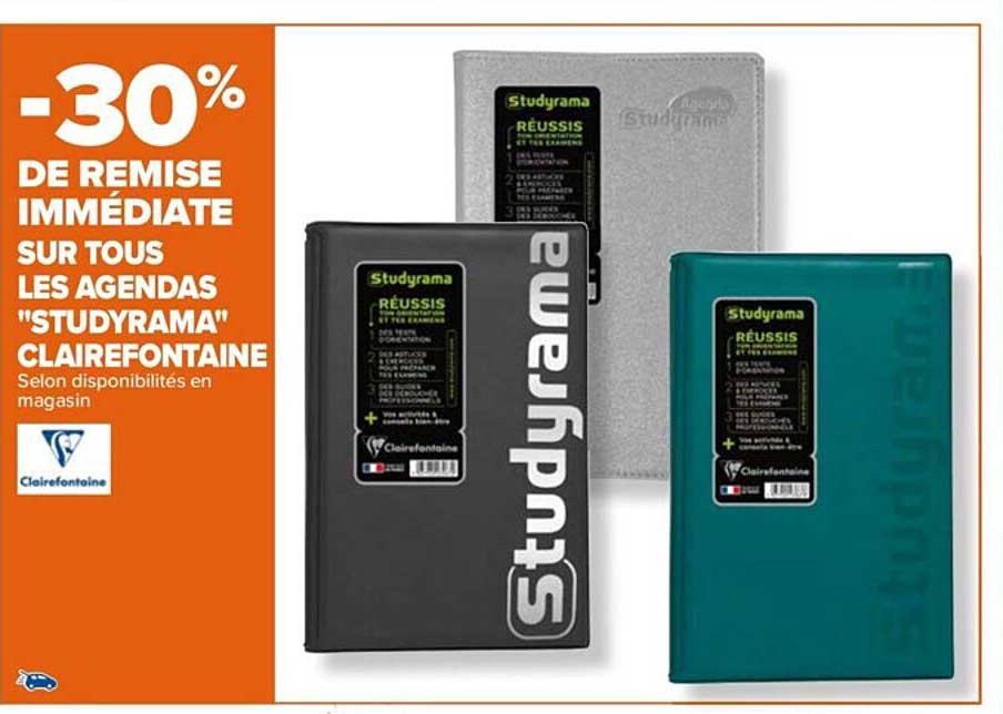 Promo Les Agendas "studyrama" Clairefontaine chez Carrefour - iCatalogue.fr