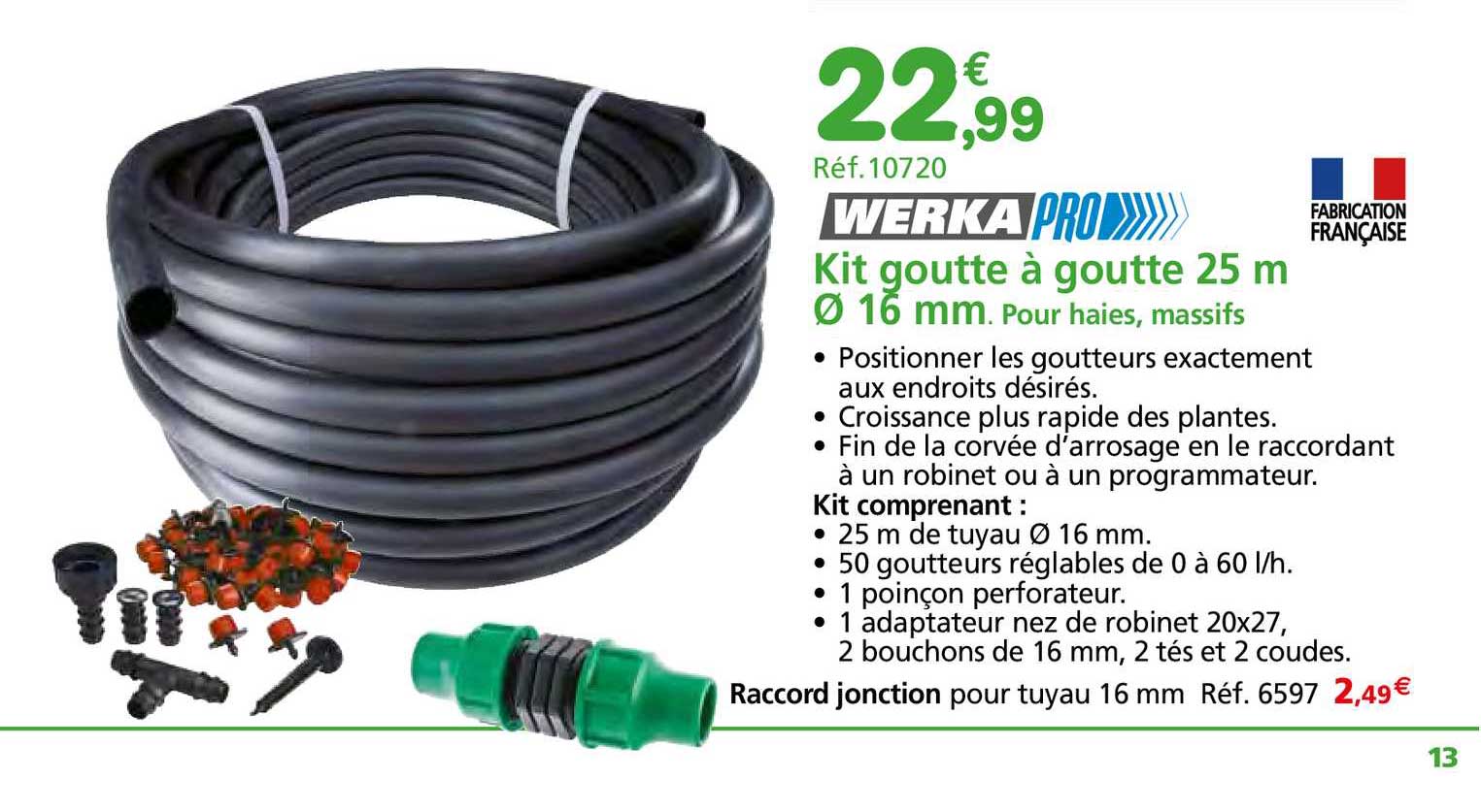 Tuyau Goutte à Goutte Marron 25 M - Diamètre 16 Mm, Goutteurs Intégrés Tous Les 33 Cm, Débit 1,6 L/h