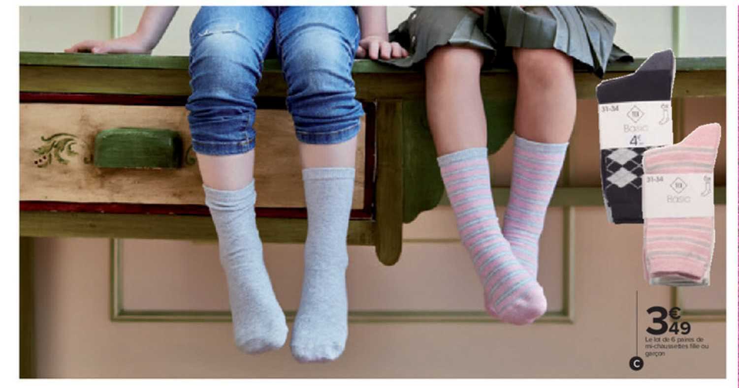 Lot De 6 Paires De Chaussettes Enfants - Coton Doux - Couleurs Vives (turquoise, Noir, Bleu, Rouge) - Tailles 19-22 à 39-42 - Pour Garçons Et Filles