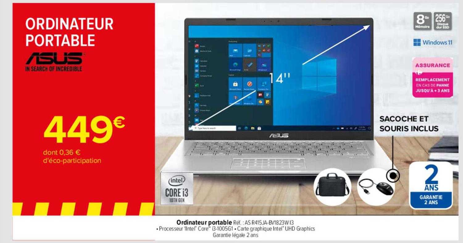 Promo Ordinateur Portable Asus chez Carrefour iCatalogue.fr