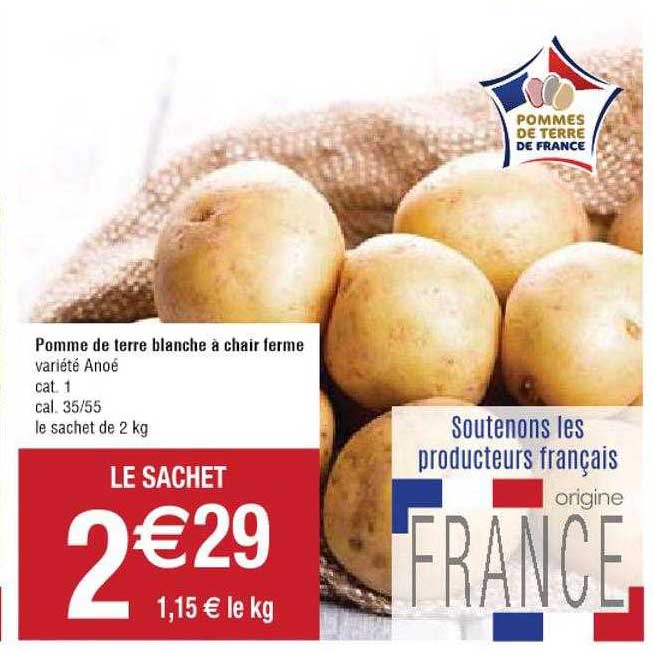 Promo Pomme De Terre Blanche à Chair Ferme Anoé chez Cora iCatalogue.fr