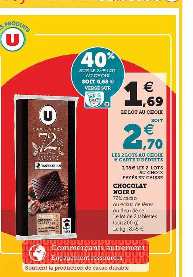 Promo Chocolat Noir U Chez Hyper U Icataloguefr 