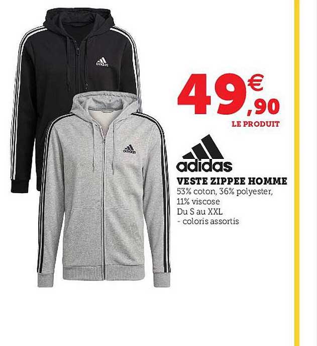 Promo Veste Zipp?�e Homme Adidas chez Hyper U - iCatalogue.fr