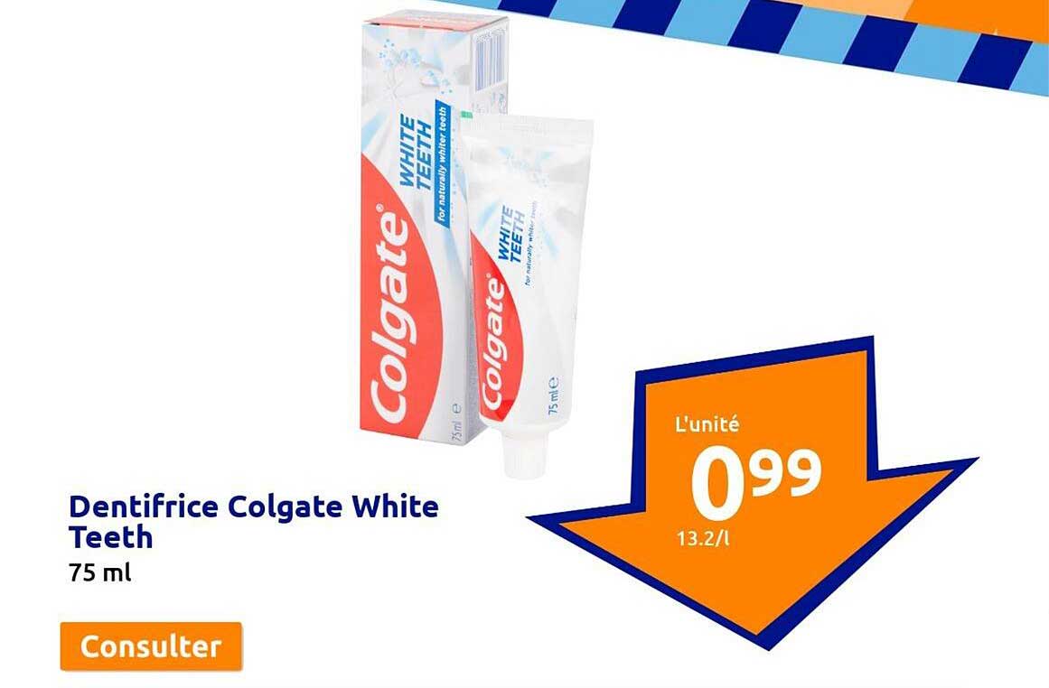 Promo Dentifrice Colgate White Teeth chez Action - iCatalogue.fr