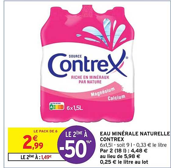 Promo Eau Minérale Naturelle Contrex chez Intermarché Express ...
