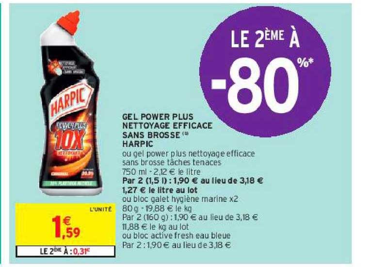 Promo Gel Power Plus Nettoyage Efficace Sans Brosse Harpic chez