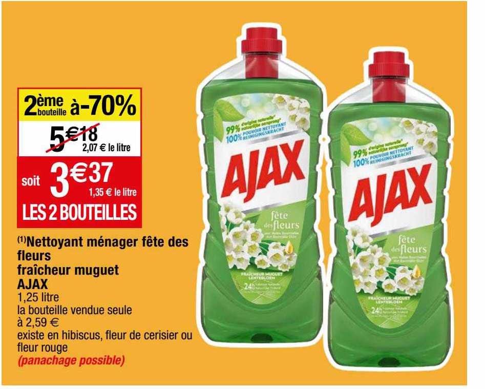 Promo Nettoyant Ménager Fête Des Fleurs Fraîcheur Muguet Ajax 2ème ...
