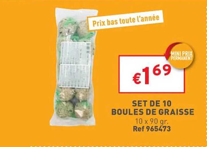 Lot De 10 Boules De Graisse Non Filetées King Fisher - 80 G Chacune - Pour Mangeoires Oiseaux Sauvages