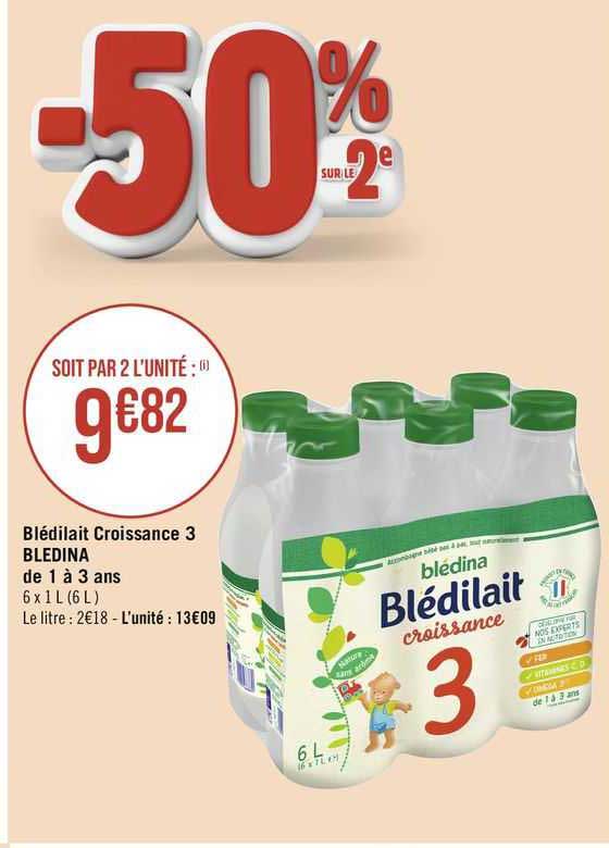 Promo Bledina lait blédilait croissance 3 chez Géant Casino