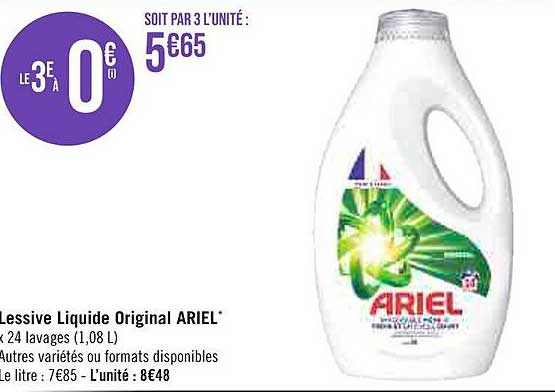 Lessive liquide original 24 lavages Ariel 1,08l sur