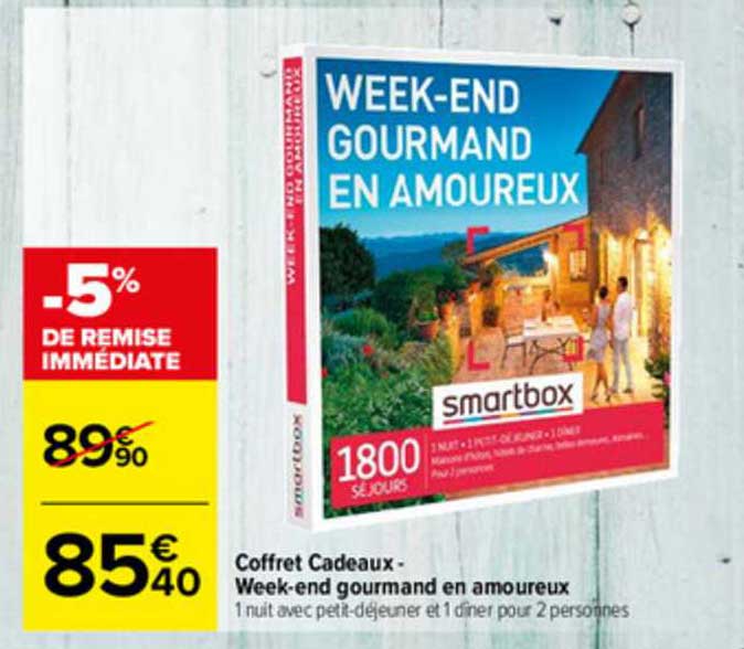 Coffret cadeau - Week-end gourmand en amoureux SMARTBOX : le coffret cadeau  à Prix Carrefour