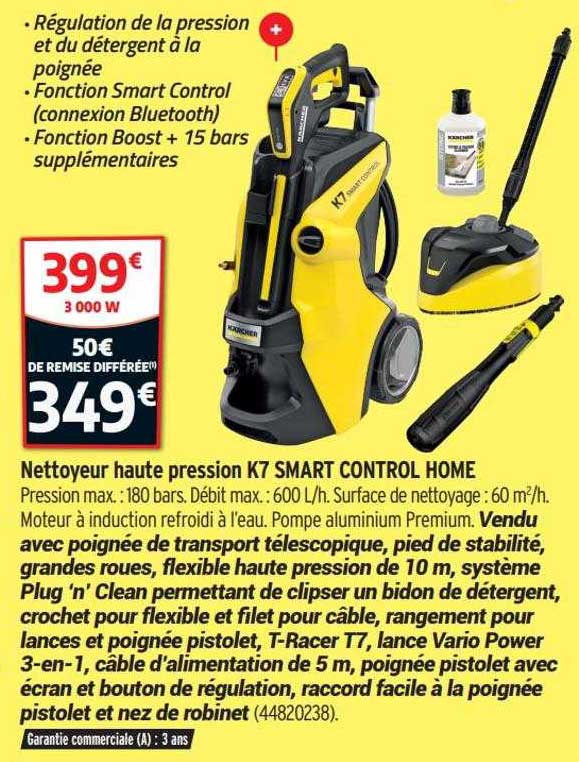 Kärcher K7 Smart Control Home - Nettoyeur Haute Pression Connecté Bluetooth, 180 Bar, Kit Home Inclus