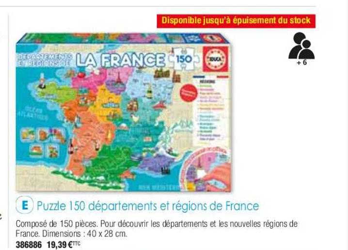 Offre Puzzle 150 Départements Et Régions De France chez Calipage