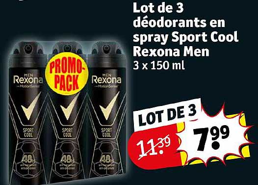 Promo Lot De 3 Déodorants En Spray Sport Cool Rexona Men chez Kruidvat ...