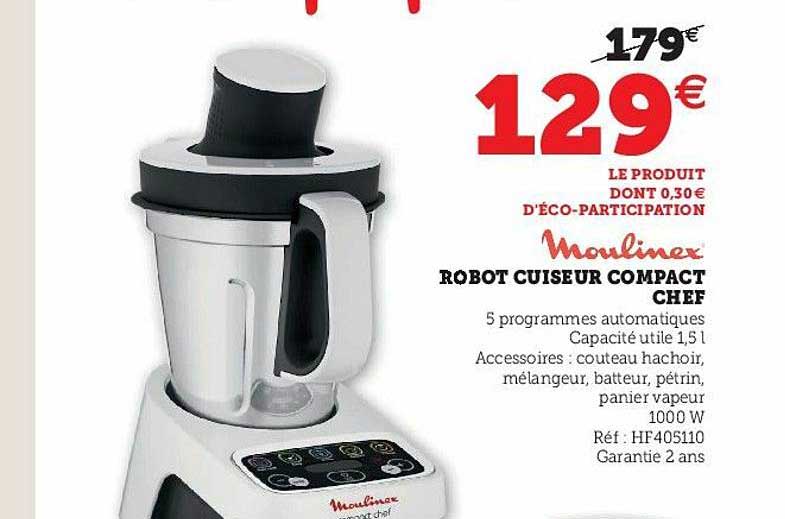 cabina Numérico Cíclope Offre Robot Cuiseur Compact Chef Moulinex chez Hyper U