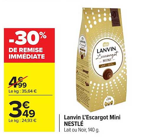 Nestlé lanvin l'escargot chocolat au lait mini 140g