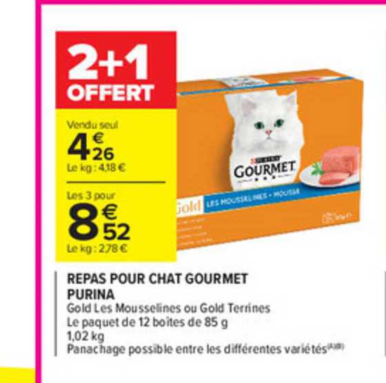 Offre Repas Pour Chat Gourmet Purina 2 1 Offert Chez Carrefour Market