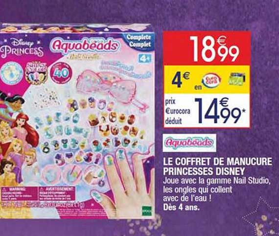 AQUABEADS - Le Coffret manucure Princesse Disney - Dès 4 ans - Super U,  Hyper U, U Express 