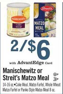Price Chopper Manischewitz Or Streit's Matzo Meal