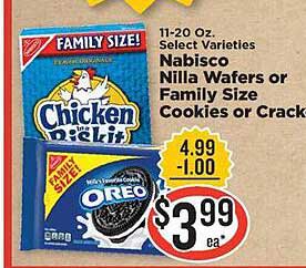 IGA Nabisco Nilla Wafers Or Family Size Cookies Or Crackers