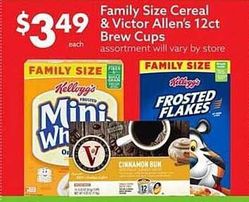 Big Lots Family Size Cereal & Victor Allen's 12ct Brew Cups