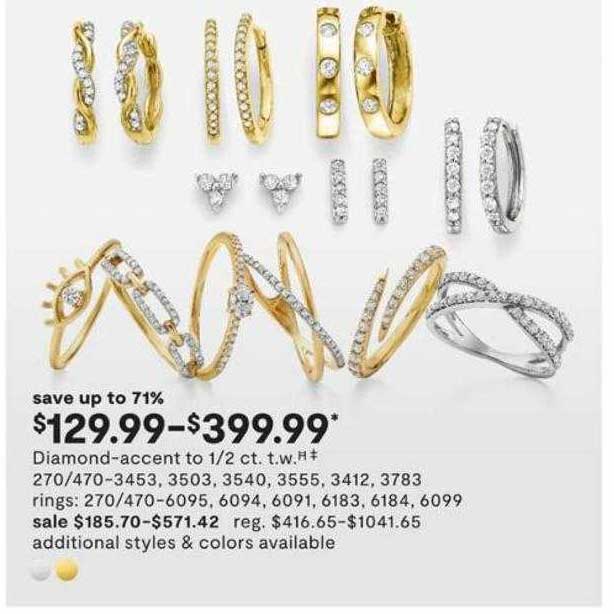 JC Penney Diaomond-accet To 1 2 Ct. T. W. 270 470-3453, 3503, 3540, 3555, 3412, 3783, Rings: 270 470-6095, 6094, 6091, 6183, 6184, 6099