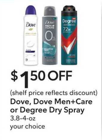 Publix Dove, Dove Men+care Or Degree Dry Spray