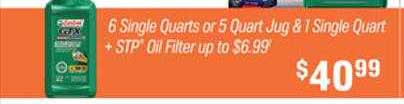 AutoZone 6 Single Quarts Or 5 Quart Jug & + Stp Oil Filter