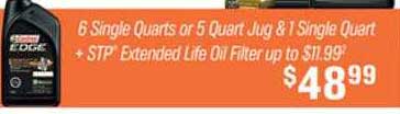 AutoZone 6 Single Quarts Or 5 Quart Jug & Single Quart + Stp Extended Life Oil Filter