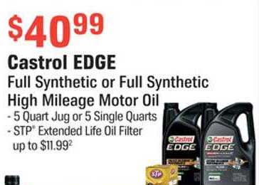 AutoZone Castrol Edge Full Synthetic Or Full Synthetic High Mileage Motor Oil