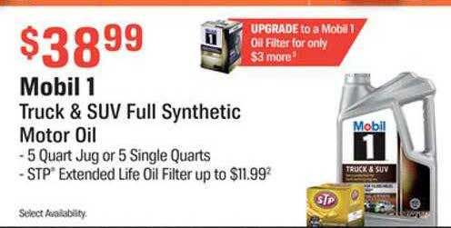 AutoZone Mobil 1 Truck & Suv Full Synthetic Motor Oil