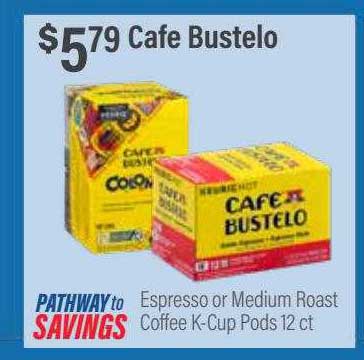 Commissary Cafe Bustelo Espresso Or Medium Roast Coffee K-cup Pods
