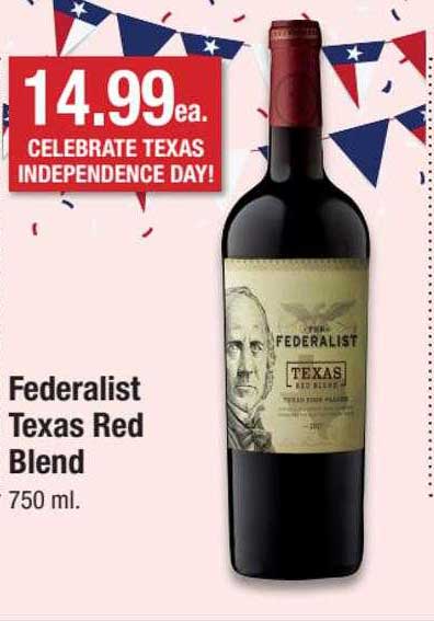 United Supermarkets Federalist Texas Red Blend