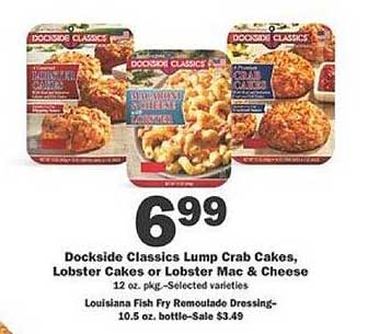 Schnucks Dockside Classics Lump Crab Cakes, Lobster Cakes Or Lobster Mac & Cheese