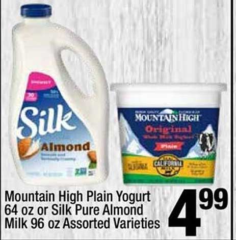 Super King Markets Mountain High Plain Yogurt Or Silk Pure Almond Milk 96