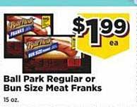 Food Town Store Ball Park Regular Or Bun Size Meat Franks