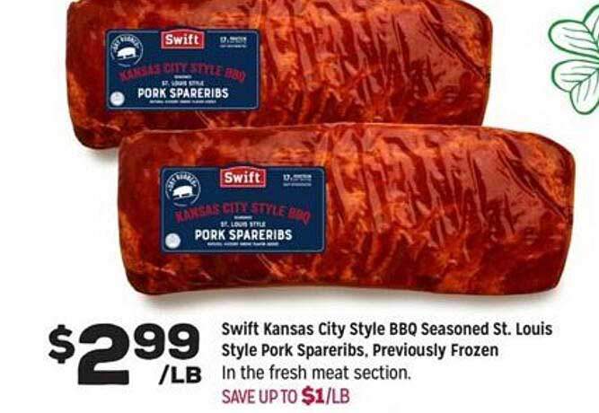 Grocery Outlet Swit Kansas City Style Bbq Seasoned St. Louis Style Pork Spareribs Previously Frozen